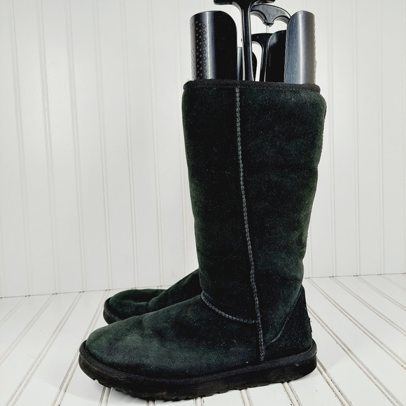 UGG Shoes - Ugg Australia Black Leather Genuine Sheepskin Classic Winter Boots i1009
